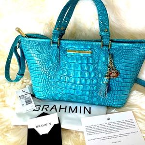 BRAHMIN NWT Mini Asher Satchel In Astral Melbourne. Adjustable crossbody strap